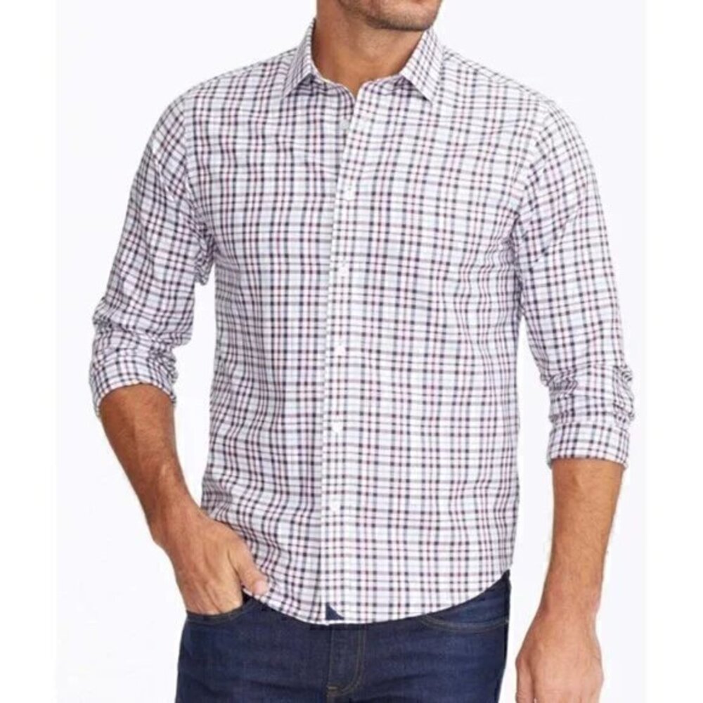 UNTUCKit Salento Slim Red & White Plaid Button Shirt Wrinkle Free (S) LIKE NEW